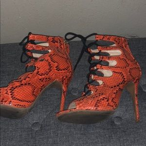 Orange lace up heels